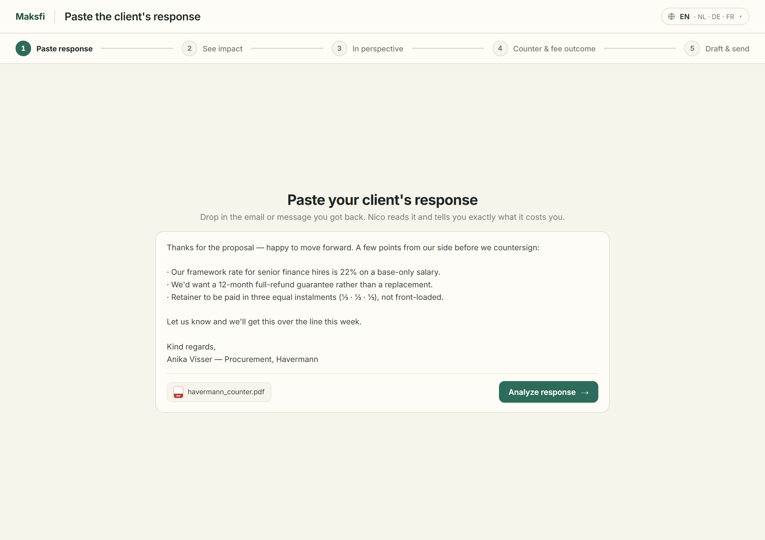 Step 1 · Paste response